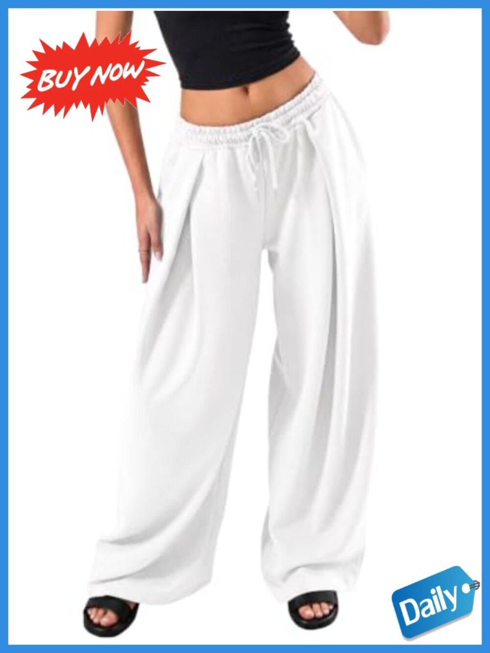 Wide Leg Sweatpants Baggy Drawstring High Waist Active Track Pants